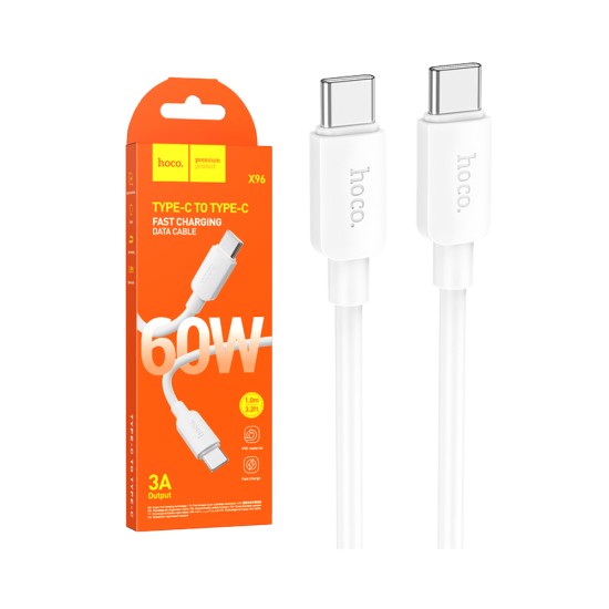 Hoco X96 Fast Hyper 60W 3A Charging Cable Type-c to Type-c 1m White